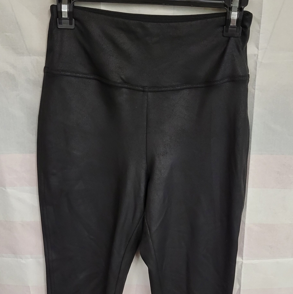 Nine West Black Pleather Black Leggings Medium